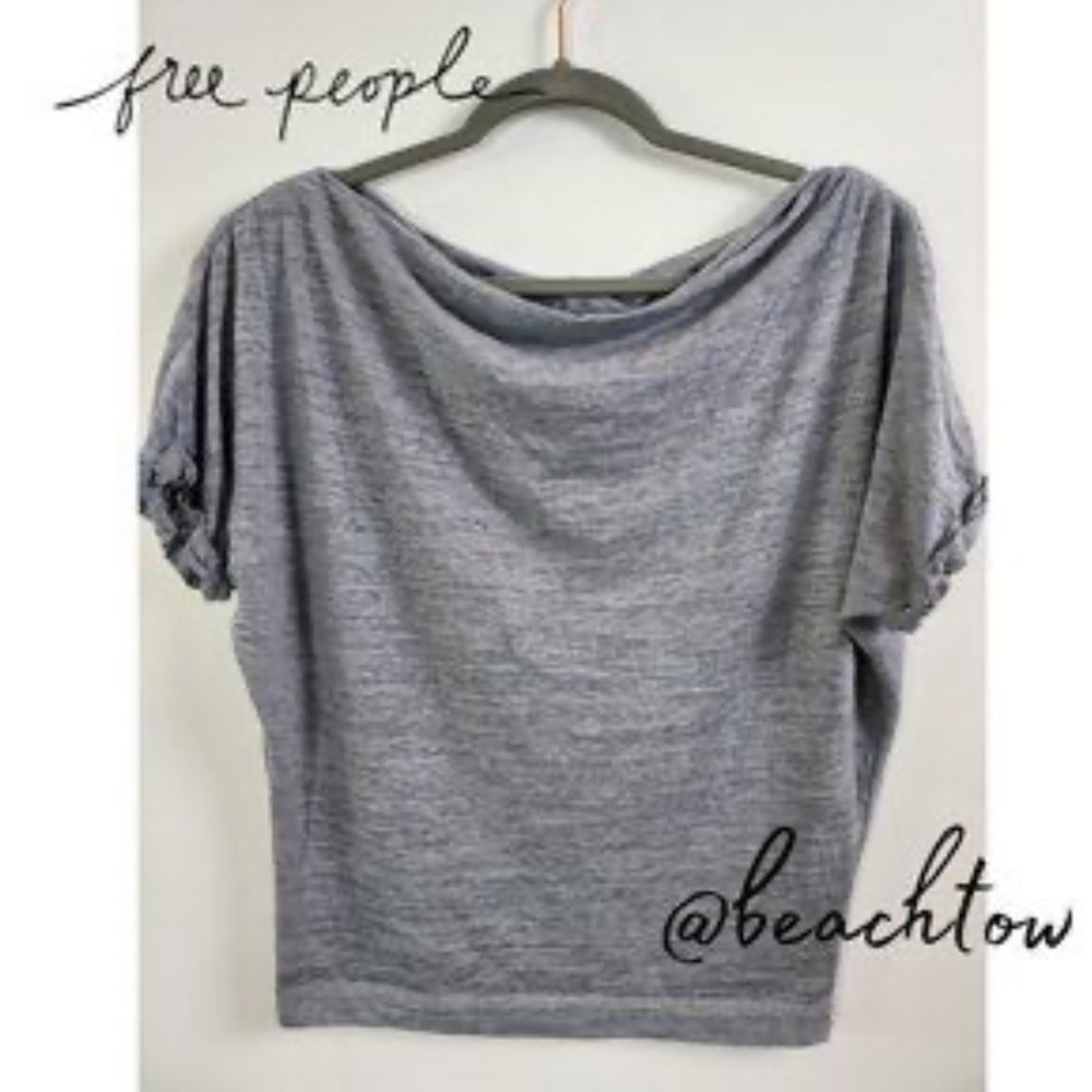 Free People We The Free Astrid Short Sleeve Gray Top, Size XS
